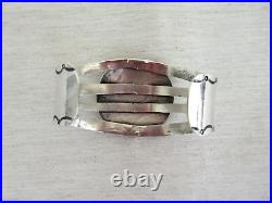 Vintage Native American Navajo Sterling Cuff Bracelet w Inlaid Turquoise & Coral