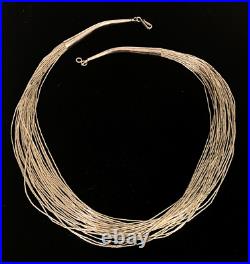 Vintage Native American Navajo Sterling Liquid Silver 30 Strand Necklace 18