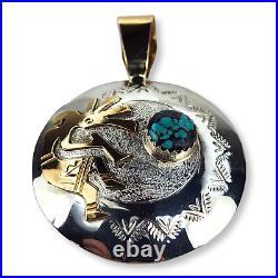 Vintage Native American Navajo Sterling Silver 1/20th 12KT GF Kokopelli Pendant