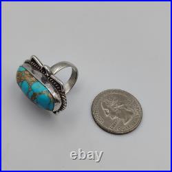 Vintage Native American Navajo Sterling Silver 925 Turquoise Ring Sz 6