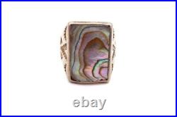 Vintage Native American Navajo Sterling Silver Abalone Ring Size 13