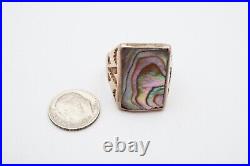 Vintage Native American Navajo Sterling Silver Abalone Ring Size 13