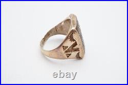 Vintage Native American Navajo Sterling Silver Abalone Ring Size 13