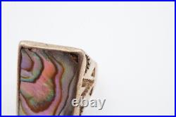 Vintage Native American Navajo Sterling Silver Abalone Ring Size 13
