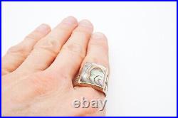 Vintage Native American Navajo Sterling Silver Abalone Ring Size 13
