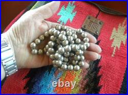Vintage Native American Navajo Sterling Silver Beaded Necklace 28 Inches Long