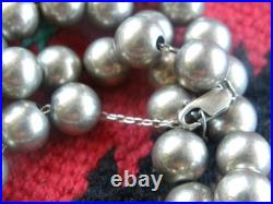 Vintage Native American Navajo Sterling Silver Beaded Necklace 28 Inches Long