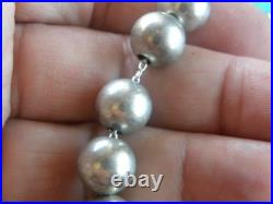 Vintage Native American Navajo Sterling Silver Beaded Necklace 28 Inches Long