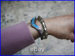 Vintage Native American Navajo Sterling Silver Carinated Cuff Bracelet