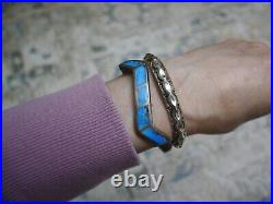 Vintage Native American Navajo Sterling Silver Carinated Cuff Bracelet