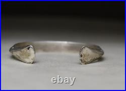 Vintage Native American Navajo Sterling Silver Carinated Cuff Bracelet