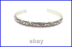 Vintage Native American Navajo Sterling Silver Carinated Cuff Bracelet 6.75