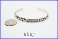 Vintage Native American Navajo Sterling Silver Carinated Cuff Bracelet 6.75