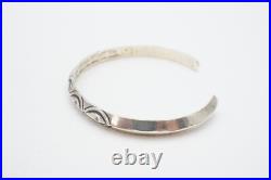Vintage Native American Navajo Sterling Silver Carinated Cuff Bracelet 6.75