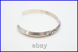 Vintage Native American Navajo Sterling Silver Carinated Cuff Bracelet 6.75