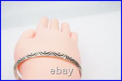 Vintage Native American Navajo Sterling Silver Carinated Cuff Bracelet 6.75