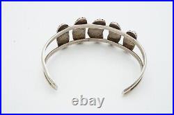 Vintage Native American Navajo Sterling Silver Coral Cuff Bracelet 6.25