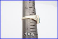 Vintage Native American Navajo Sterling Silver Crushed Turquoise Ring Size 12