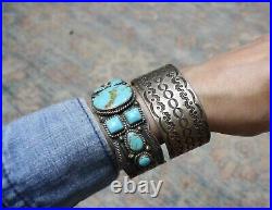 Vintage Native American Navajo Sterling Silver Cuff Bracelet