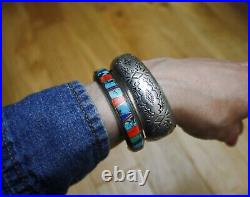 Vintage Native American Navajo Sterling Silver Cuff Bracelet