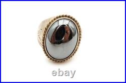Vintage Native American Navajo Sterling Silver Hematite Mens Ring Size 11.5