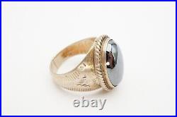Vintage Native American Navajo Sterling Silver Hematite Mens Ring Size 11.5