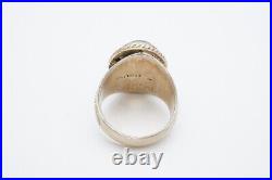 Vintage Native American Navajo Sterling Silver Hematite Mens Ring Size 11.5
