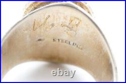 Vintage Native American Navajo Sterling Silver Hematite Mens Ring Size 11.5