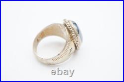 Vintage Native American Navajo Sterling Silver Hematite Mens Ring Size 11.5