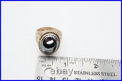 Vintage Native American Navajo Sterling Silver Hematite Mens Ring Size 11.5