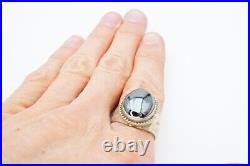 Vintage Native American Navajo Sterling Silver Hematite Mens Ring Size 11.5