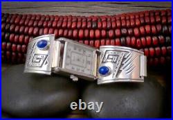 Vintage Native American Navajo Sterling Silver Lapis Men's Watch