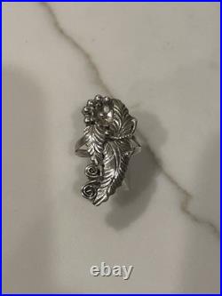 Vintage Native American Navajo Sterling Silver Leaf & Berry Ring Size 7.5