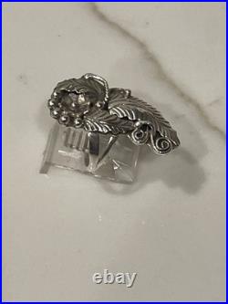 Vintage Native American Navajo Sterling Silver Leaf & Berry Ring Size 7.5