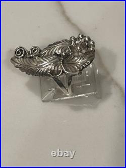 Vintage Native American Navajo Sterling Silver Leaf & Berry Ring Size 7.5