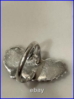Vintage Native American Navajo Sterling Silver Leaf & Berry Ring Size 7.5