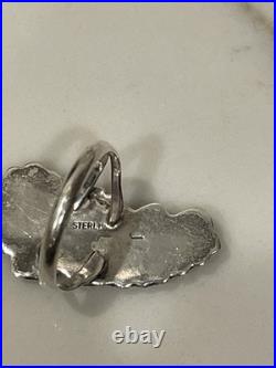 Vintage Native American Navajo Sterling Silver Leaf & Berry Ring Size 7.5