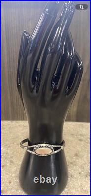 Vintage Native American Navajo Sterling Silver MOP Cuff Bracelet Unsigned