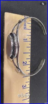 Vintage Native American Navajo Sterling Silver MOP Cuff Bracelet Unsigned
