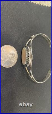 Vintage Native American Navajo Sterling Silver MOP Cuff Bracelet Unsigned