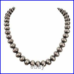 Vintage Native American Navajo Sterling Silver Navajo Pearl Bench Bead Necklace
