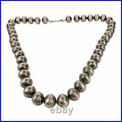 Vintage Native American Navajo Sterling Silver Navajo Pearl Bench Bead Necklace