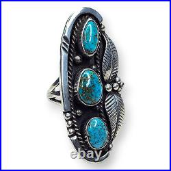 Vintage Native American Navajo Sterling Silver Navajo Turquoise Ring Size 7
