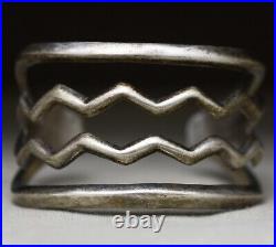 Vintage Native American Navajo Sterling Silver Sandcast Cuff Bracelet