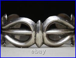 Vintage Native American Navajo Sterling Silver Sandcast Cuff Bracelet