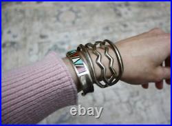 Vintage Native American Navajo Sterling Silver Sandcast Cuff Bracelet