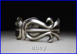 Vintage Native American Navajo Sterling Silver Sandcast Cuff Bracelet