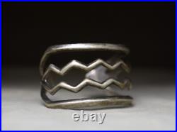Vintage Native American Navajo Sterling Silver Sandcast Cuff Bracelet