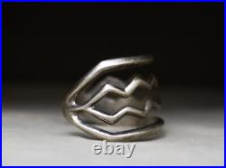 Vintage Native American Navajo Sterling Silver Sandcast Cuff Bracelet