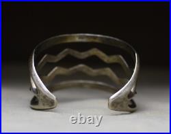 Vintage Native American Navajo Sterling Silver Sandcast Cuff Bracelet